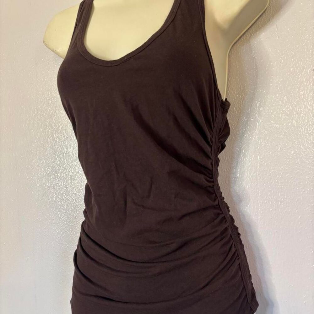 Ambiance Brown Ruched Racerback Tank Top Y2K Size Large - Picture 1 of 6